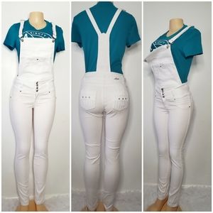 White overalls with Removable Suspenders